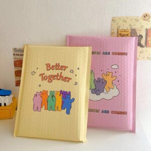 Pink bubble mailing bag with bear design